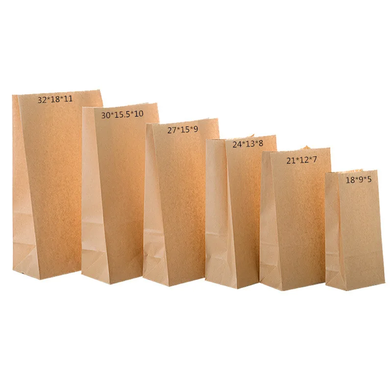 Kraft Paper Bags Package Flat Greaseproof Craft Brown Cookie Bags Custom made for take away fast food