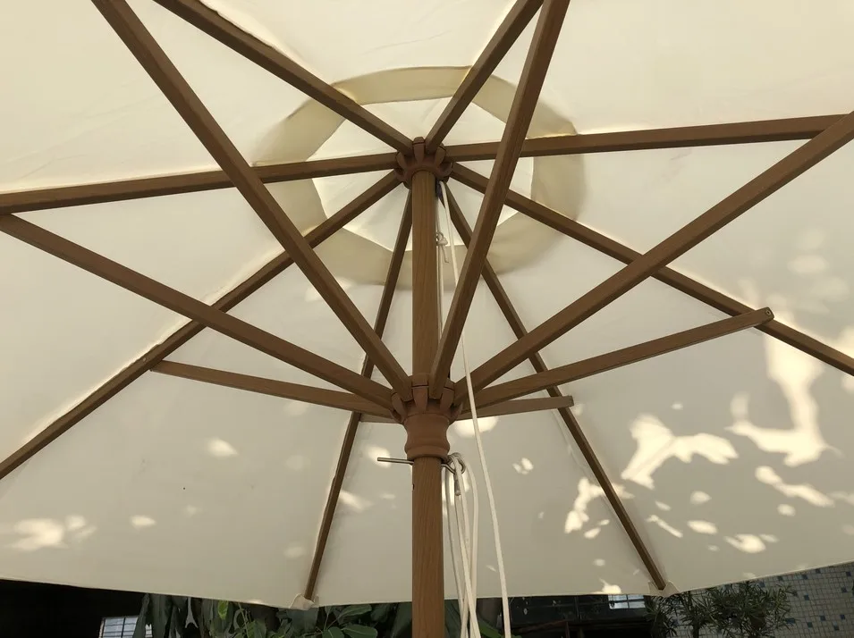 Hot Sale Factory Price Push-tilt Crank Center Pole Outdoor Garden Umbrella Outdoor Furniture Wood Grain Aluminium Parasol