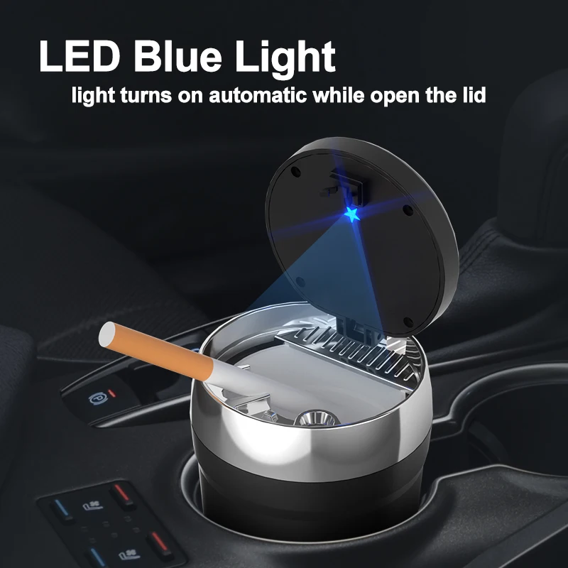 New arrivals car Interior Accessories universal ceramic liner led anti-smoke detachable mini cigar ashtray with lid for Car home