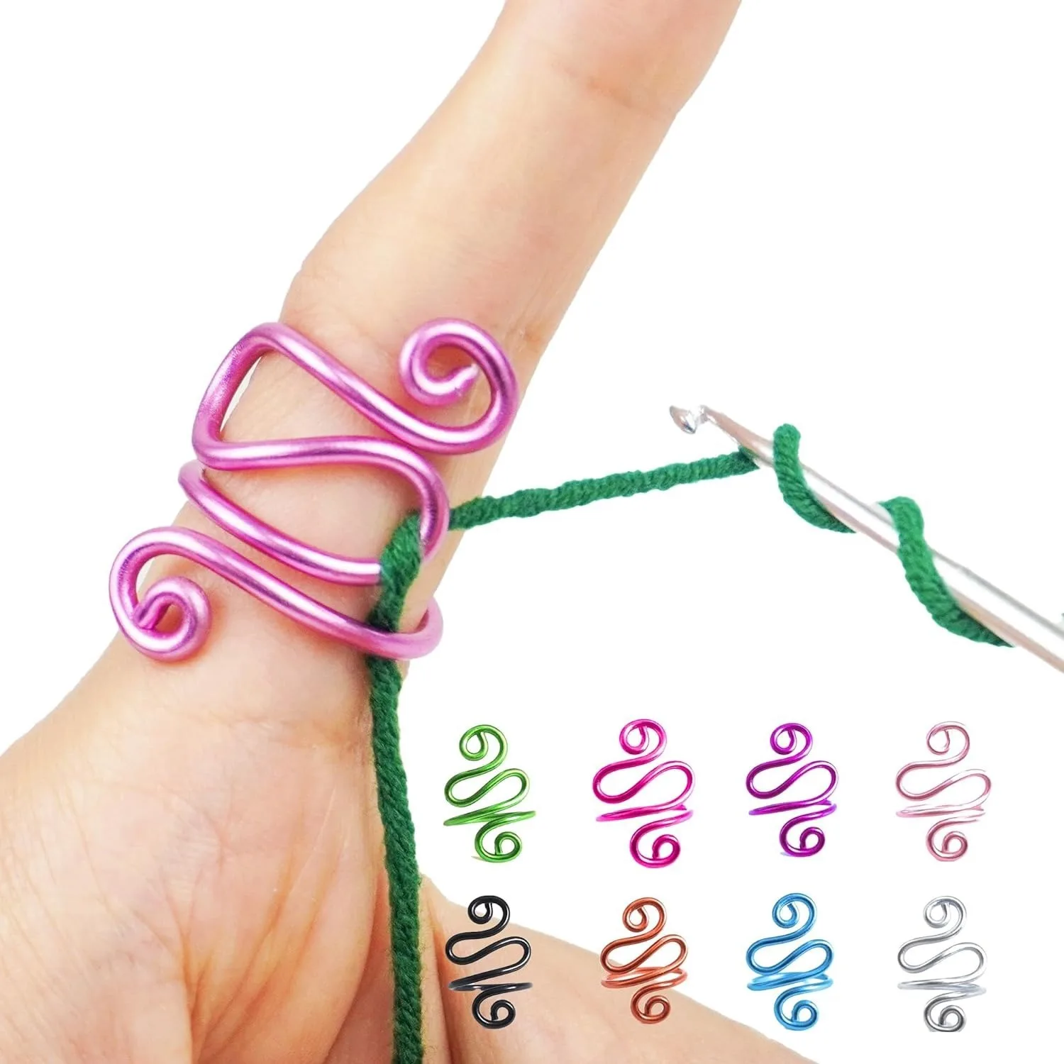 Handmade Crochet Tension Ring for Finger Left Handed Christmas Gifts Women Yarn Crocheter Knitters