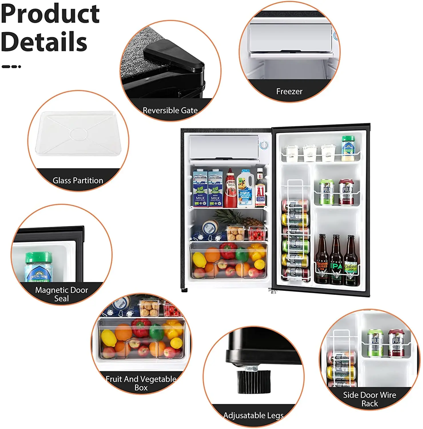 Factory Direct 90L Small Household Office Single Door Compact Refrigerators with Freezer