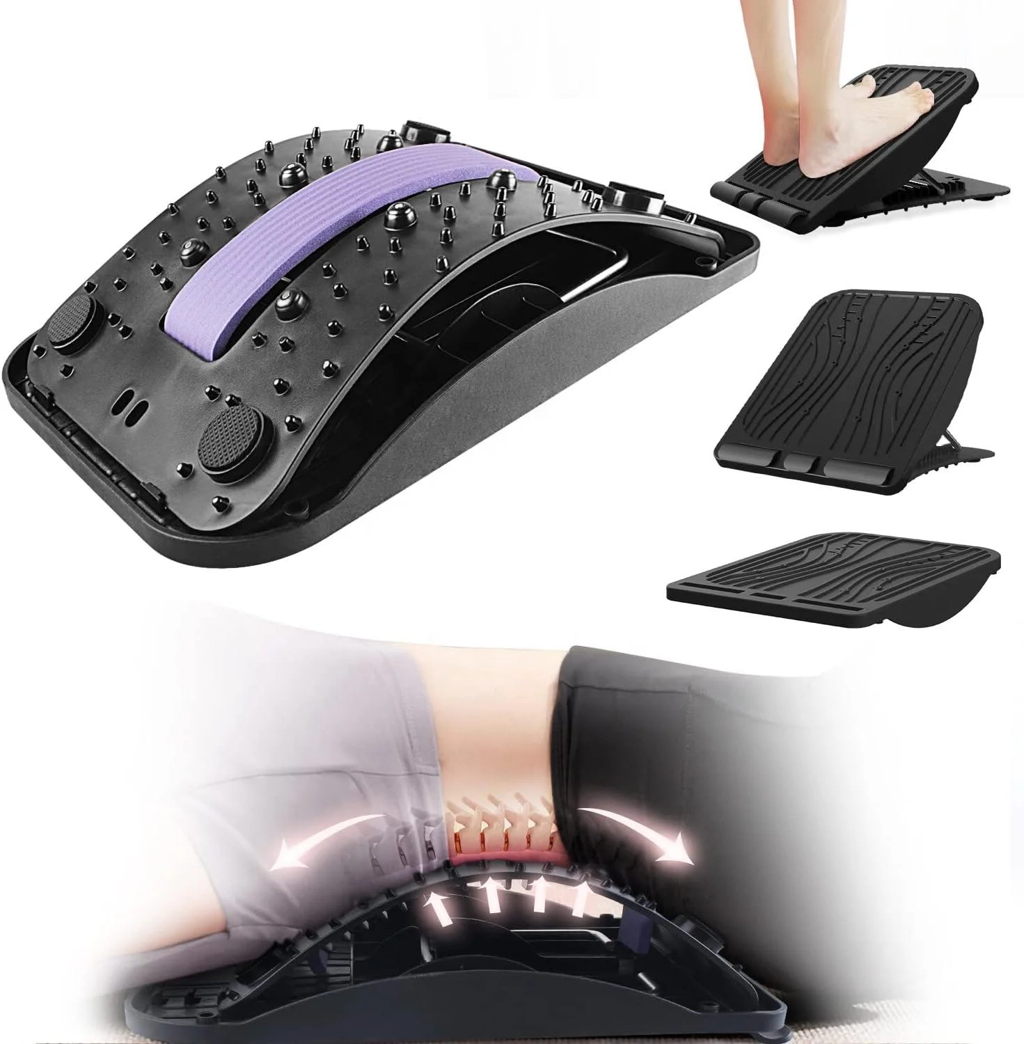 Multifunction Stretcher Spine Pain Relief Acupuncture Lumbar Neck Back Waist Leg Support Cushion Massager Stretcher