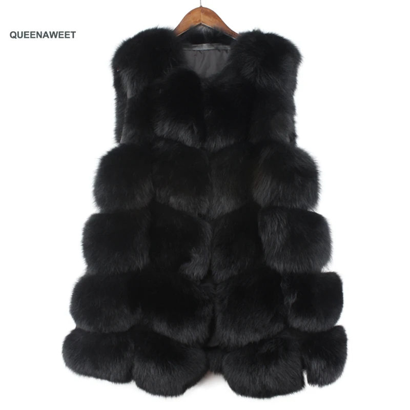 
New arrival hot sale long model natural real fox fur vests for women girls high quality 
