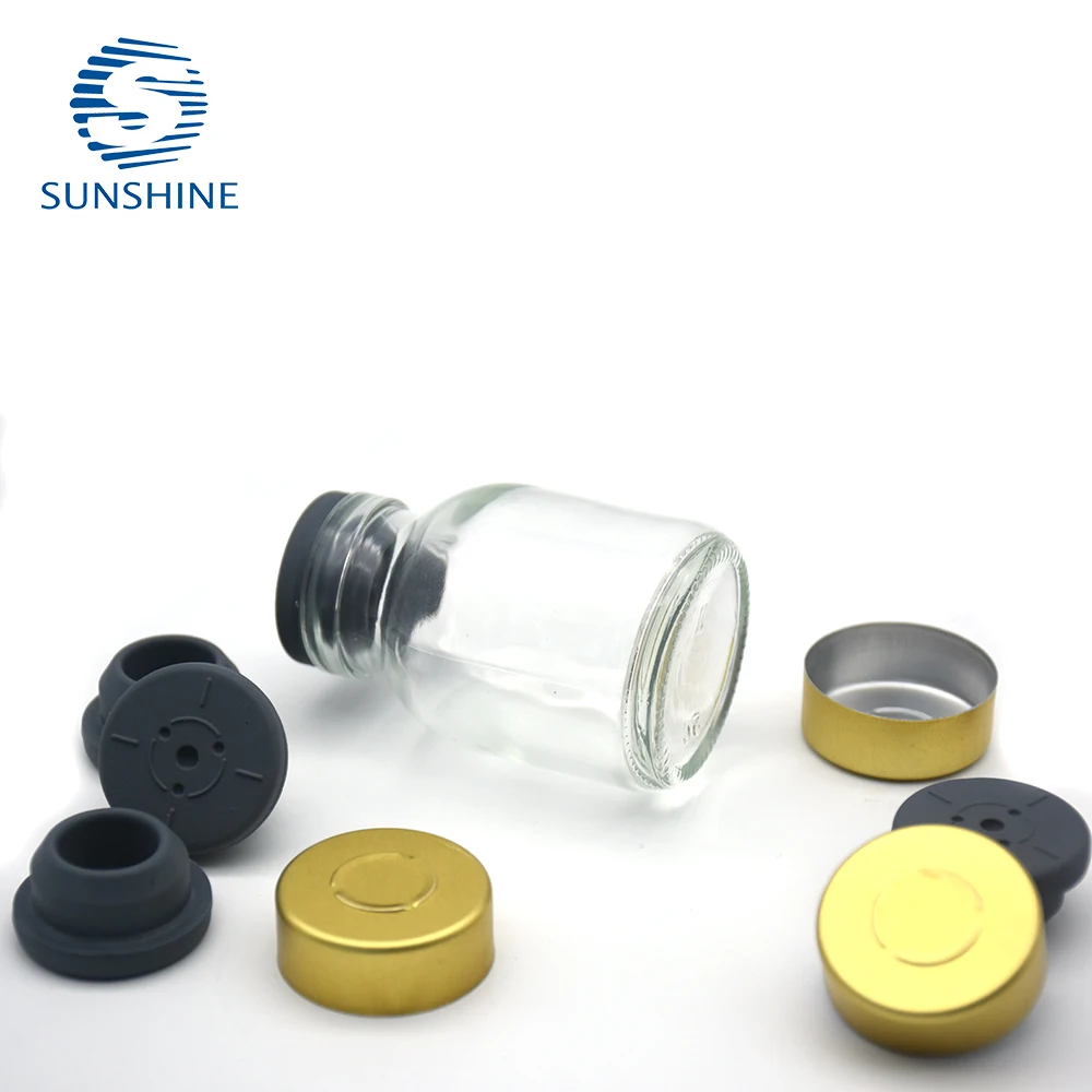 50ml moulded glass vial clear glass bottle for infusion with rubber stopper and aluminum cap