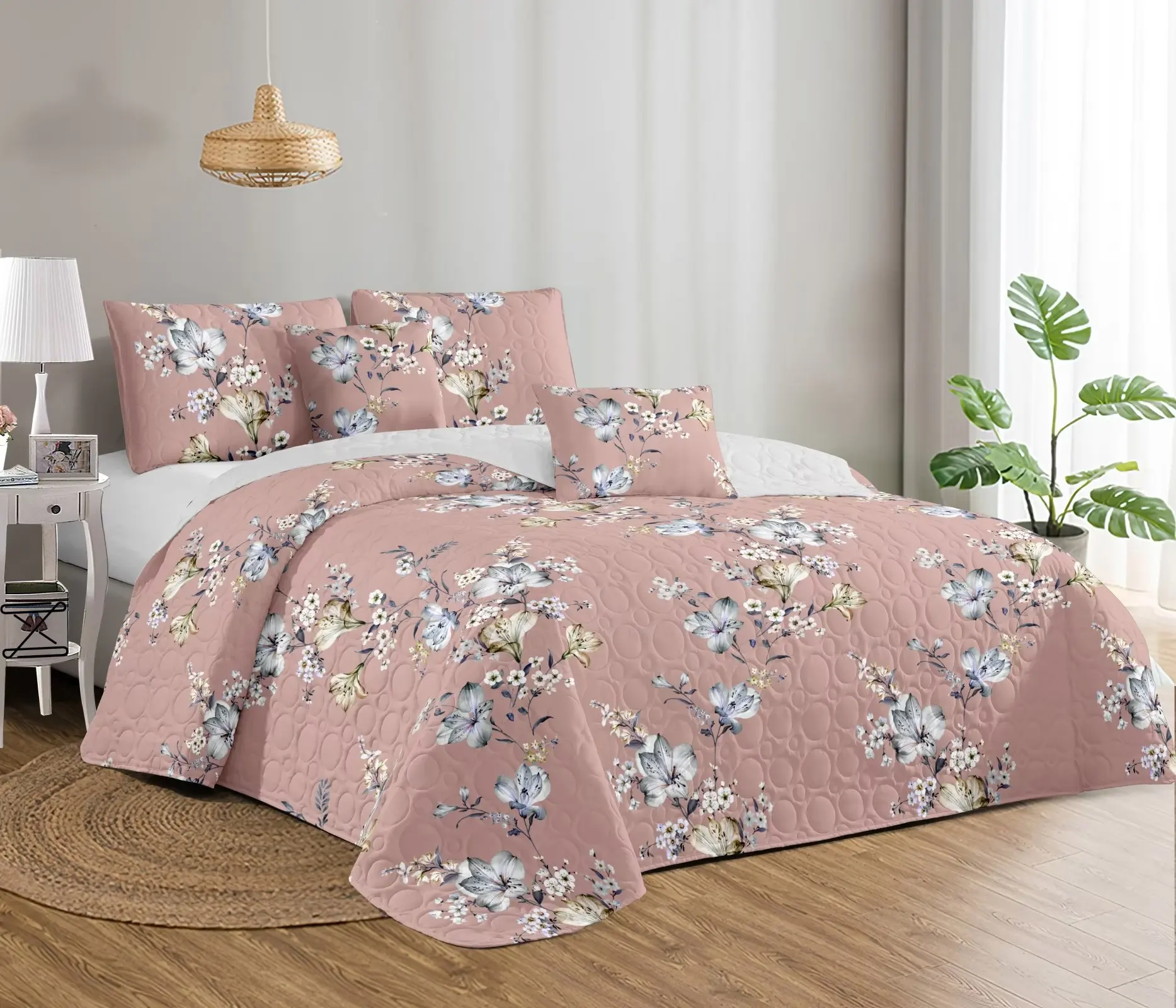 Solid/Printed Bedspread Quilt Coverlet Bedding Quilt Bedspread Sets for Home Hotel