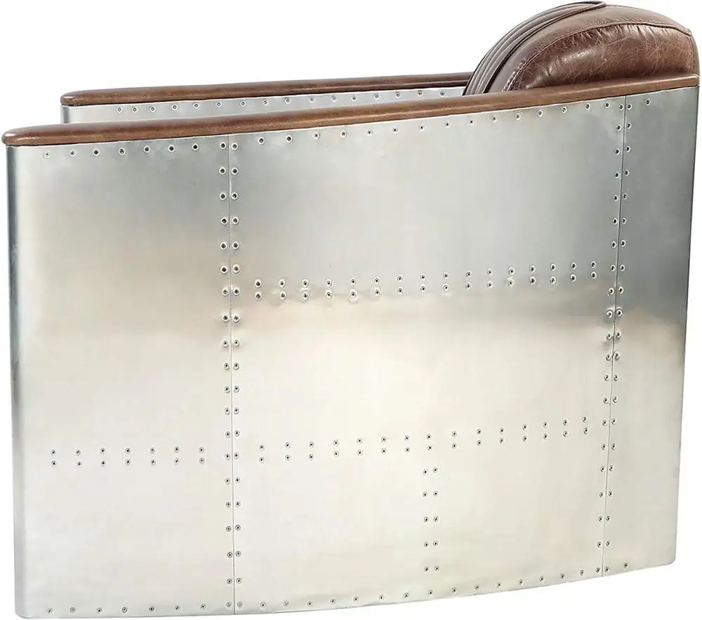 
ACME brancaster retro pu leather aluminum back armchair aviator Accent armchair 