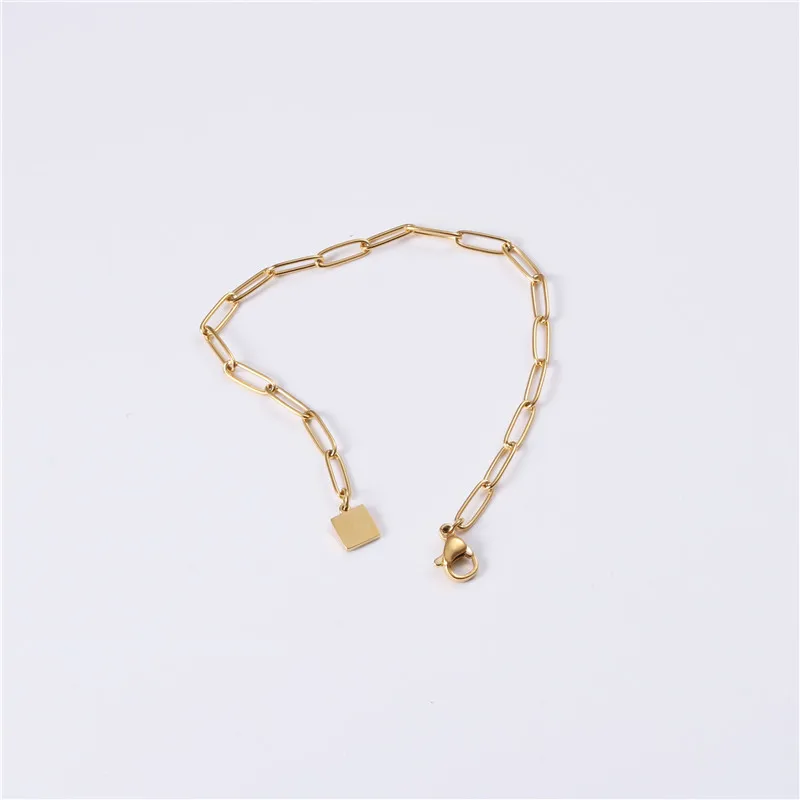 Sland Checkered Thick Stainless Steel 14k Gold Plated Bracelet