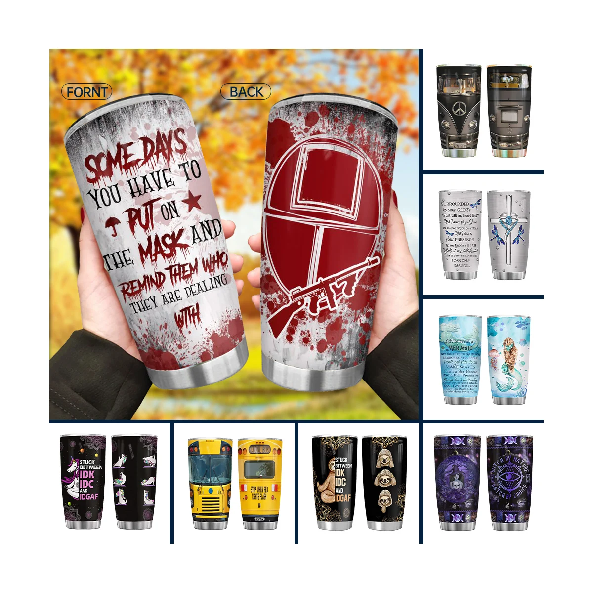Tumbler  Double Walled Insulated Stainless Steel Vacuum Travel Mug 20oz Personalized Tumbler Gift Water Bottle Iced Coffee Cup