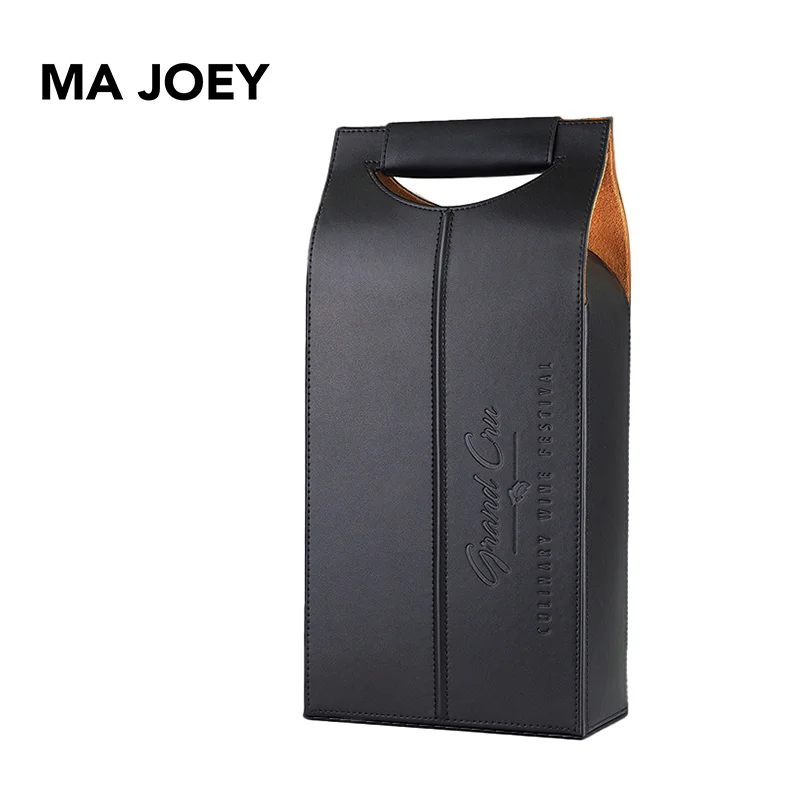 Customized logo made of high-end leather double red wine storage box and hand bag