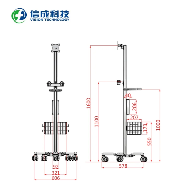 Portable portable trolley hospital  Hospital five-wheeled mobile cart  Factory high quality support OEM/ODM customization