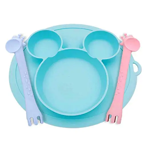 
Hot Sale New Product Kids silicone Baby Training Spoon, Food Grade Silicone Giraffe Teether Feeding Spoon & Fork 2-in-1 