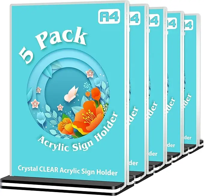Excefore Double Sided Display Stands Acrylic Sign Poster Menu Holder Store Hotel Promotions Photo Documents Plastic PMMA