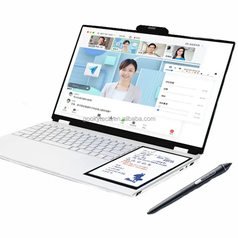 New Business Laptop 15.6+7 inch laptop computer Dual Touch Screen Win 10 Intel N95 Backlight Keyboard Double Screen Laptop