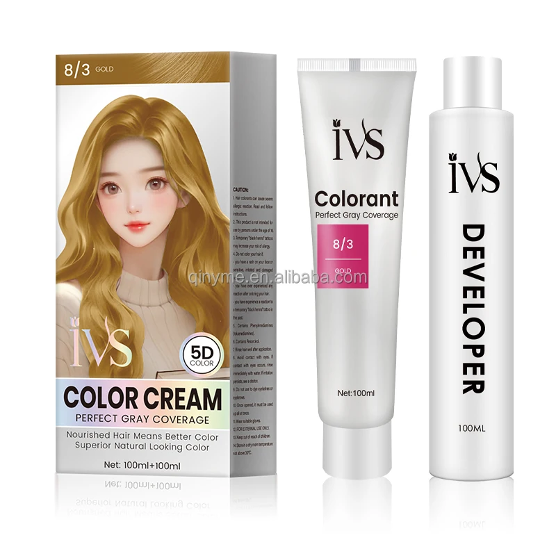 OEM Wholesale Professional IVS Organic Burgundy Hair Dye Cream Semi-Permanent Herbal Natural Ammonia Free Hair Color Cream