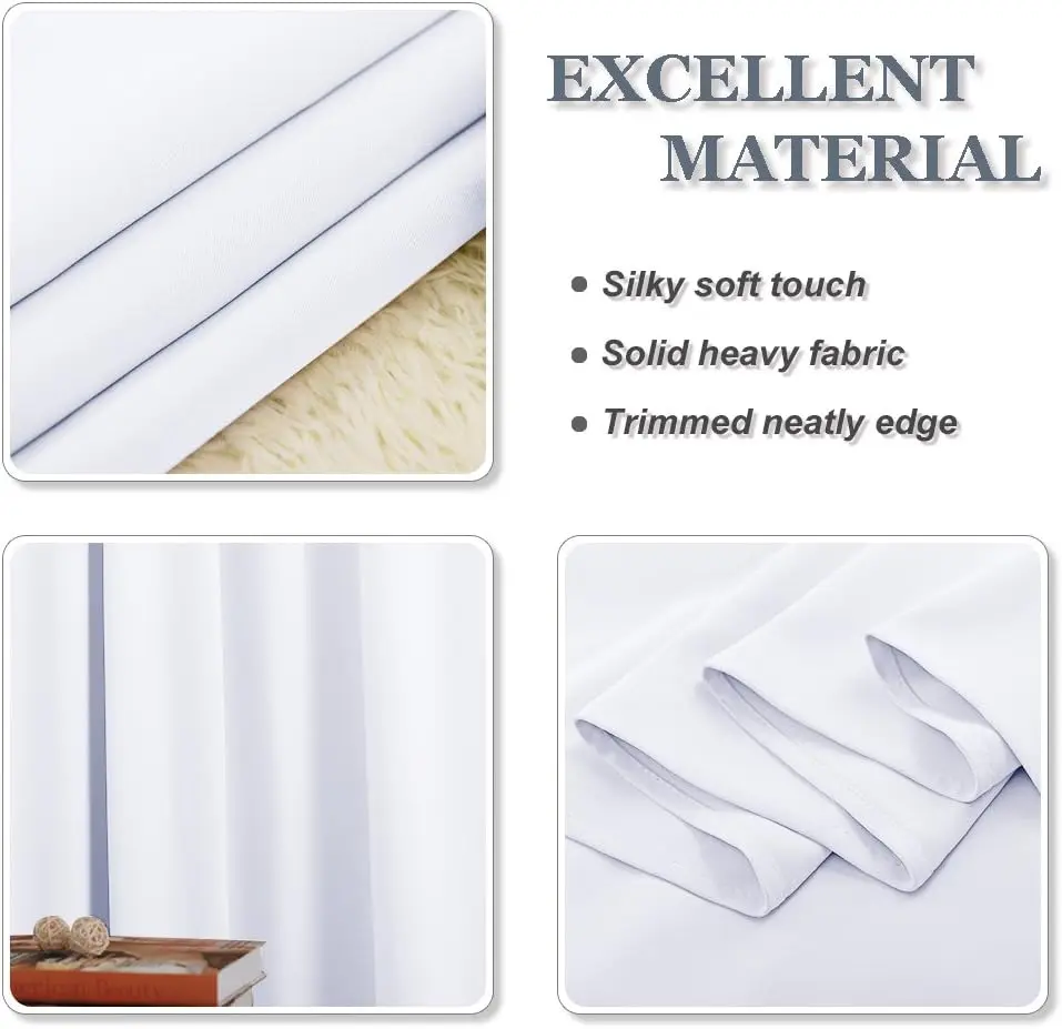 Blocking Panels Blackout Window Curtain Rod Pocket Thermal Insulated Curtains Energy Saving for Living Room/Bedroom 42x45in Long