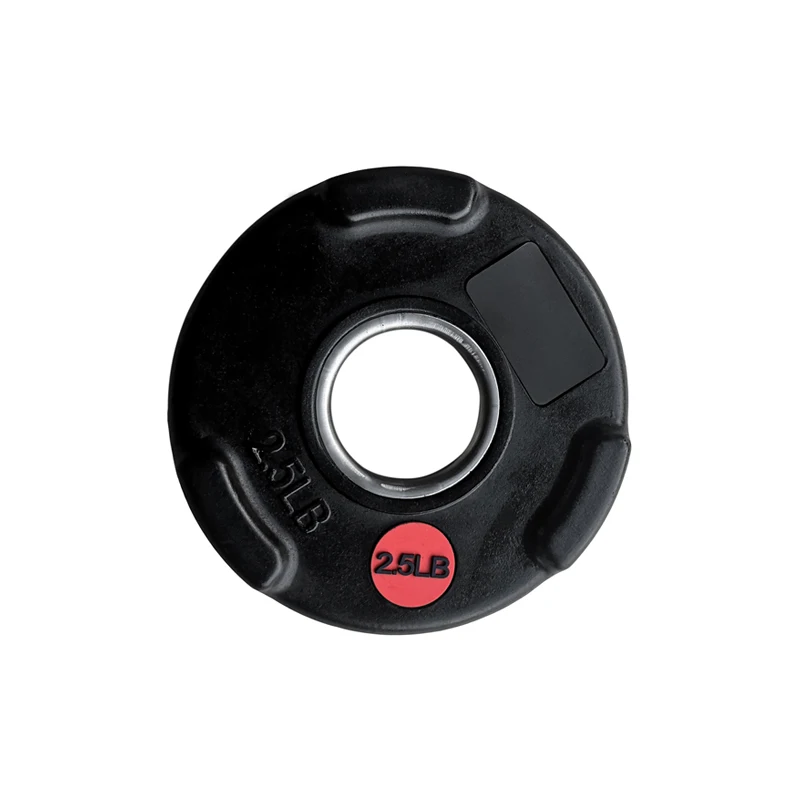 Black Rubber  OP Weight Plate with Three handles 51mm and Metal Ring Sticker Logo Label Barbell Plate Gym Fitness Equipment