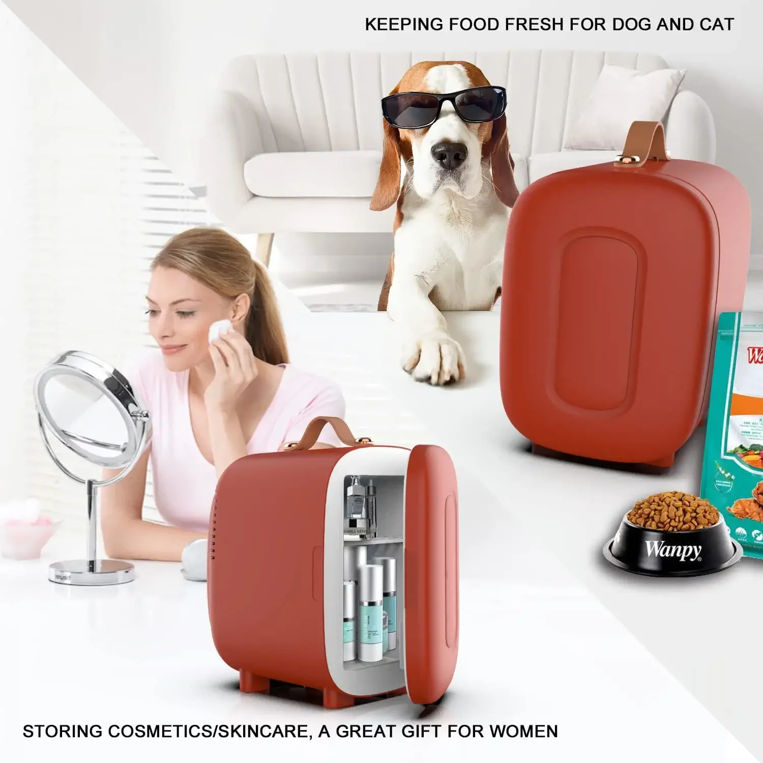 4 L/6 Can AC/DC Portable Thermoelectric Cooler and Warmer refrigerator  small mini fridge for Foods Bedroom Cosmetic