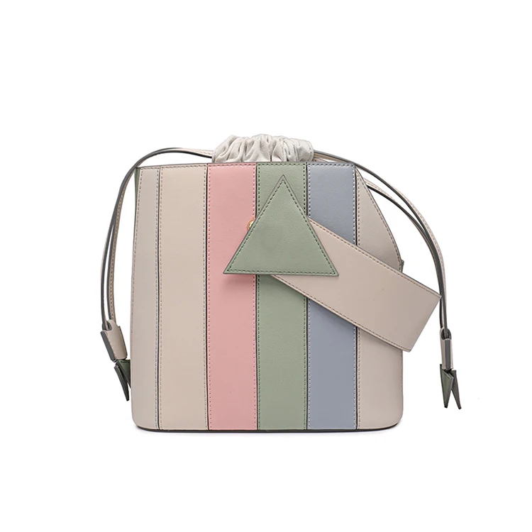 Экологичная дизайнерская сумка из искусственной кожи радужного цвета, винтажная сумка-мешок на шнурке