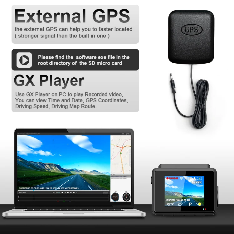 OEM SONY IMX415 High Definition 3840x2160p 4k Dash Camera With GPS External APP Control Car DVR