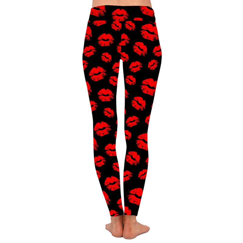 Red Lips Print Super soft Yoga High Waist 92 polyester 8 spandex 230gsm Custom design your own Leggings for Women