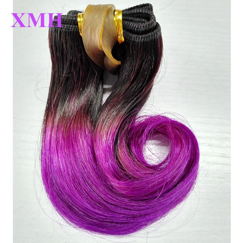 Wholesale 6inch Short Hair Weave Ombre Colors 100%Human Hair Extensions 1B/27 30 Red 99J Grey Purple