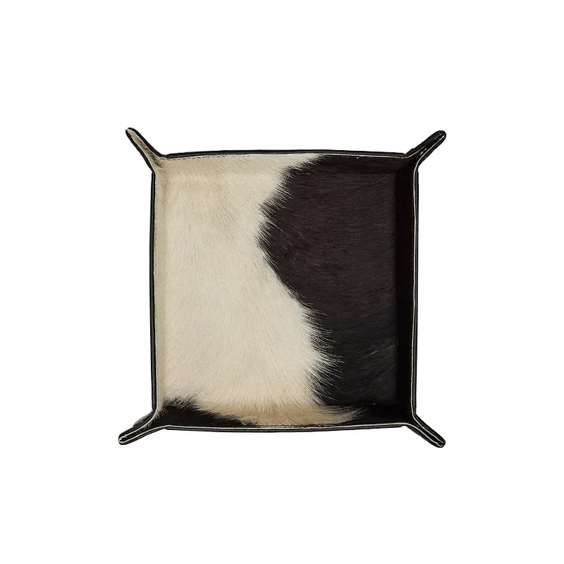 Pure Handmade Home Gifts Professional Home Manufacturer Cowhide Leather Calf Hair Valet Tray