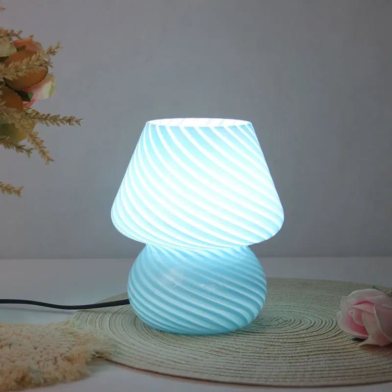 Стеклянная настольная лампа в виде грибов для кабинета спальни прикроватный светодиодный