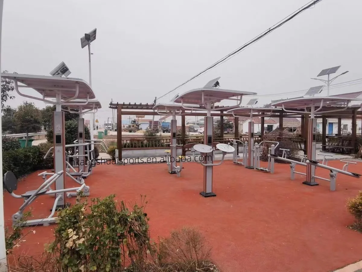 Wholesale outdoor smart sports park fitness equipment intelligent solar panel dual position elliptical machine cross trainer