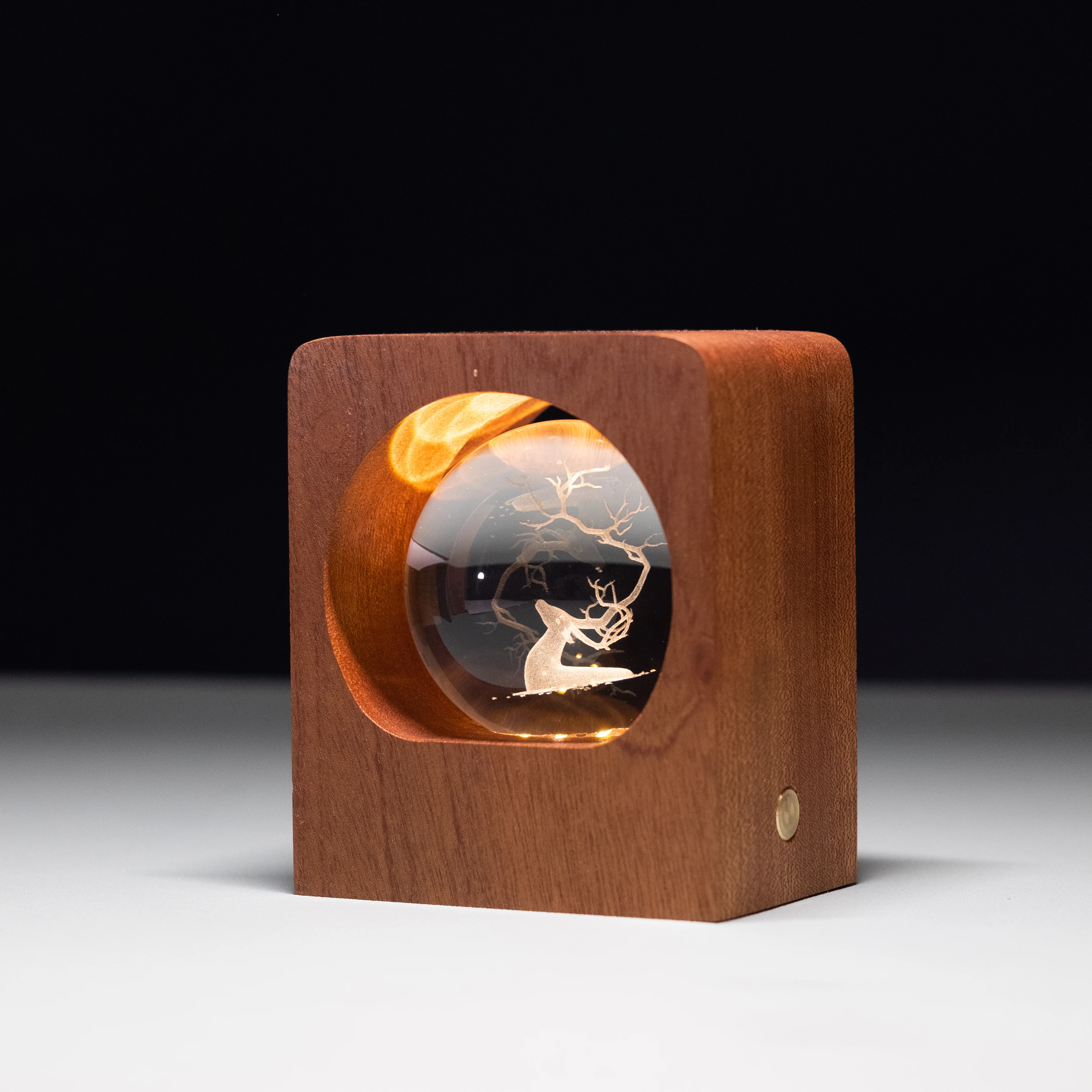 Custom figure 3d laser engraving block with base paperweight christmas gift crystal glass cube Led night light for kids room