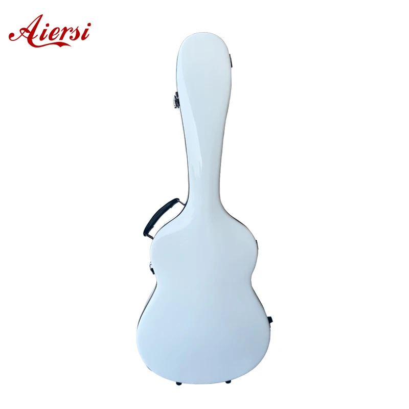 China Aiersi High quality white Fiberglass Guitar Case for Classical and Acoustic guitar