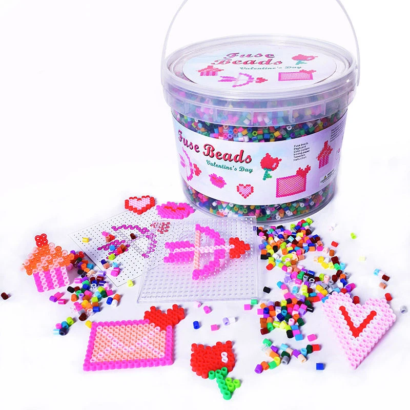 Factory Direcr Sale Storage Bucket Ironing Beads Diy Kids Educational Toys 1390g Hama Perler Beads 5mm Fuse Beads For Kids