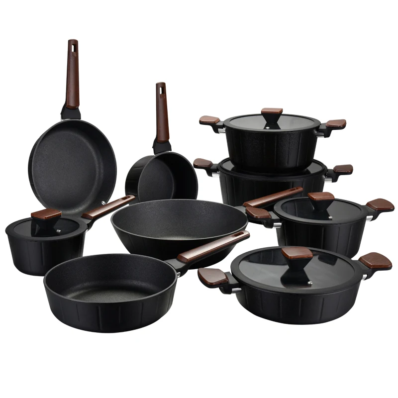 9 Pcs pots and pans kitchen aluminum non stick pots cooking saucepan cookware sets