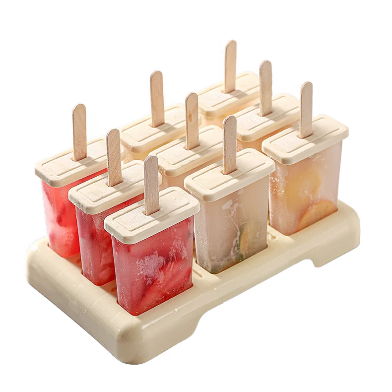 Wholesale Ice Cream Tools 4/9 Cavity Popsicle Mold Reusable Diy Ice Cream Molds with Lids and Sticks