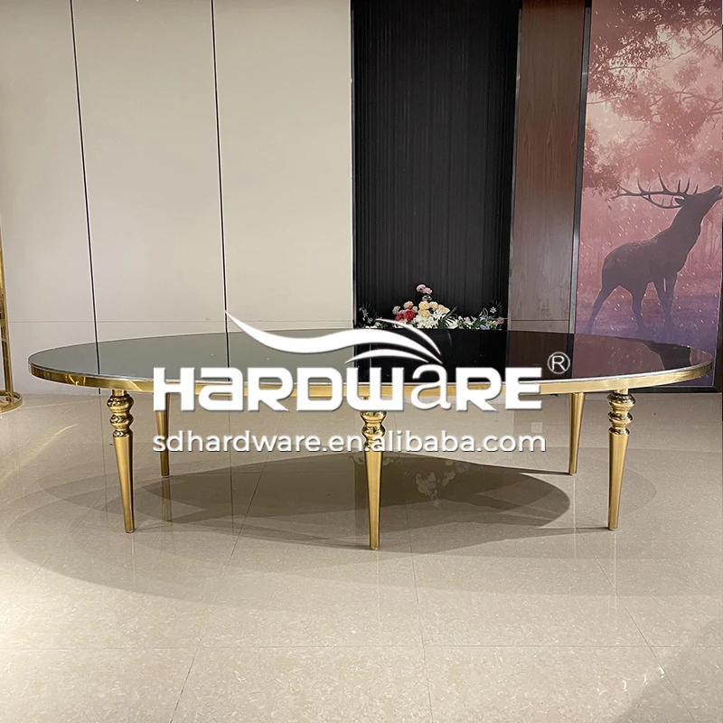 Wholesale Dubai Gold Stainless Steel Legs Mdf Wedding Dining Table For Wedding