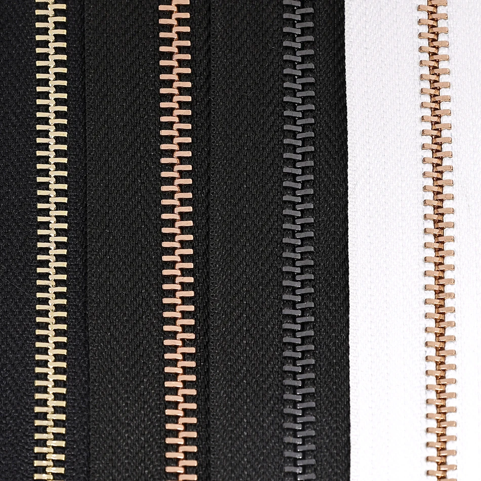 Long Chain Plated Black Nickel Brass gun Metal zippers for clothes jacket cremallera Different Color Teeth Tape zipper metal