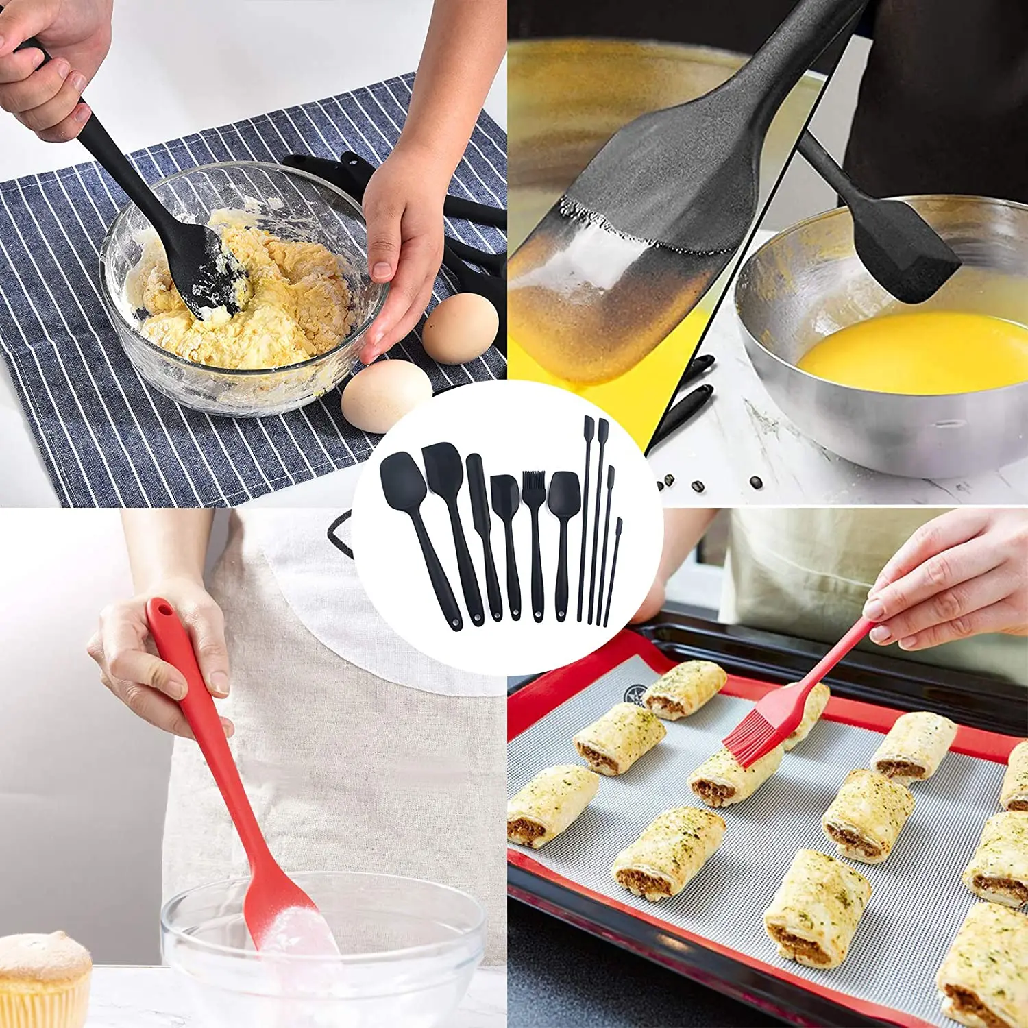 Heat Resistant Kitchen Baking Tool Facial Makeup Scrapers Non Stick Silicone Cosmetic&Jam Spatula Utensil Set