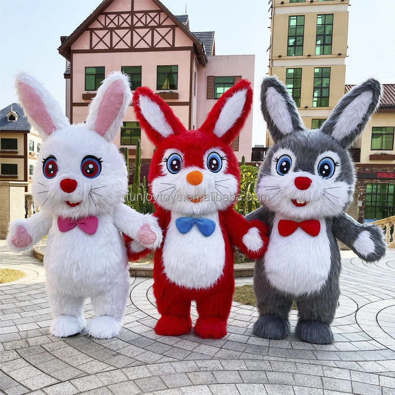 Inflatable Rabbit Mascot Costume Adult Easter Bunny Hare Cosplay Kits Entertainment Carnival Full Body Suit