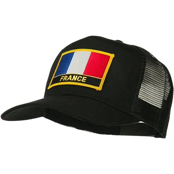 Custom Security Guard Baseball Cap Hat France Country Patched Mesh Back Black Cap