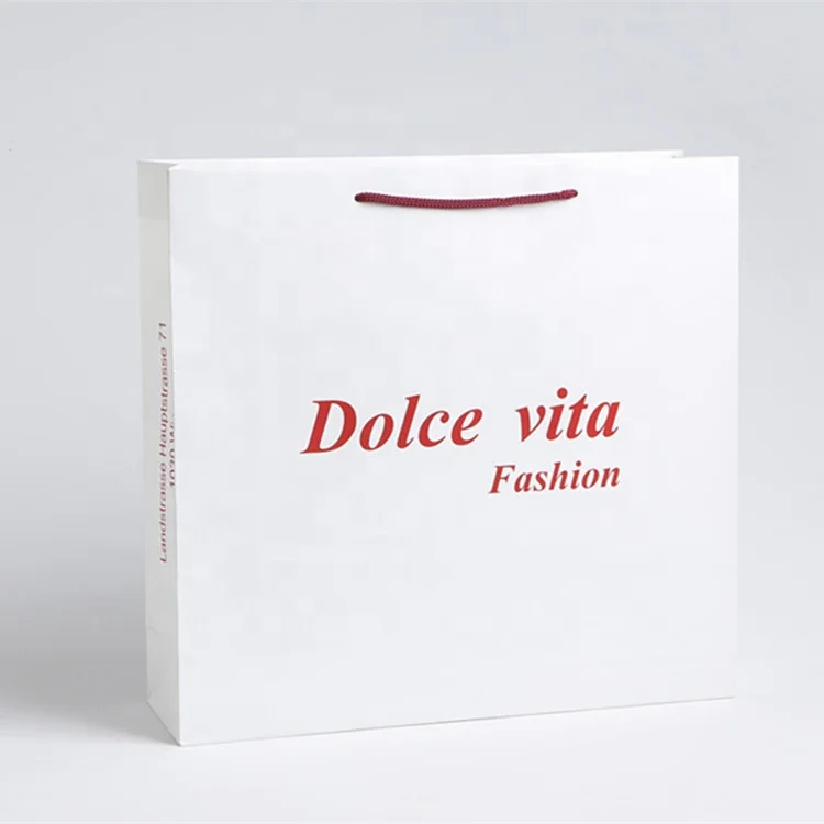 
Manufacturer custom low cost glossy laminated fancy famous brand logo print packaging paper shopping bag 