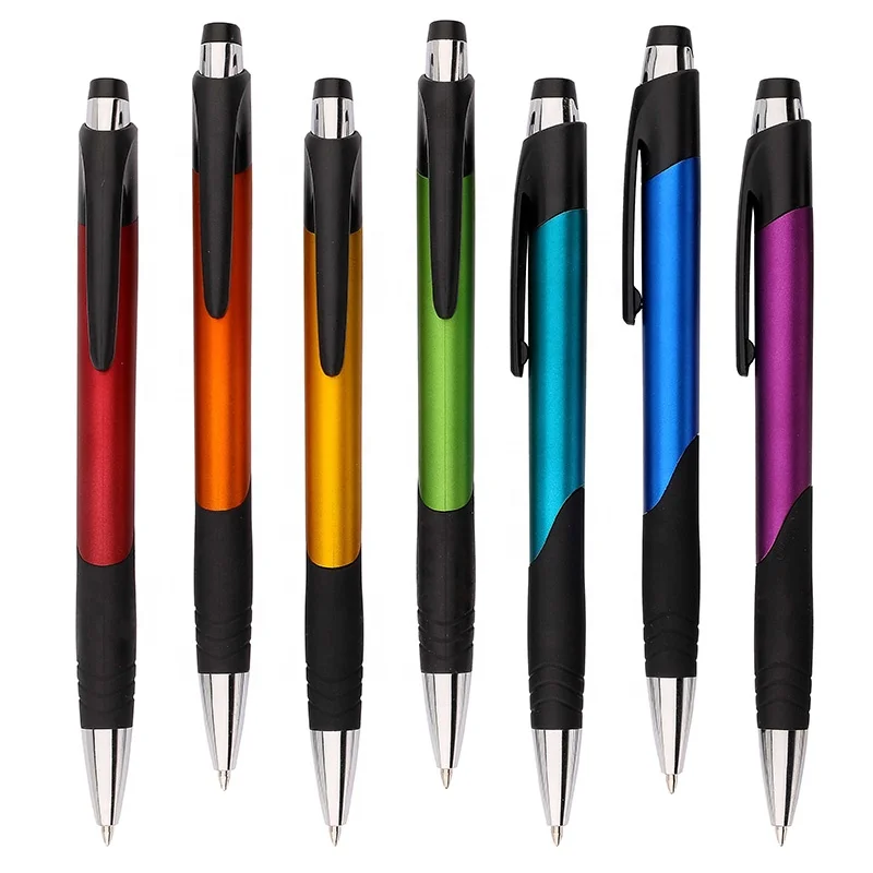 New Design Metallic Colored Painted White Clip Customized Stationery Writing Pen Promotional