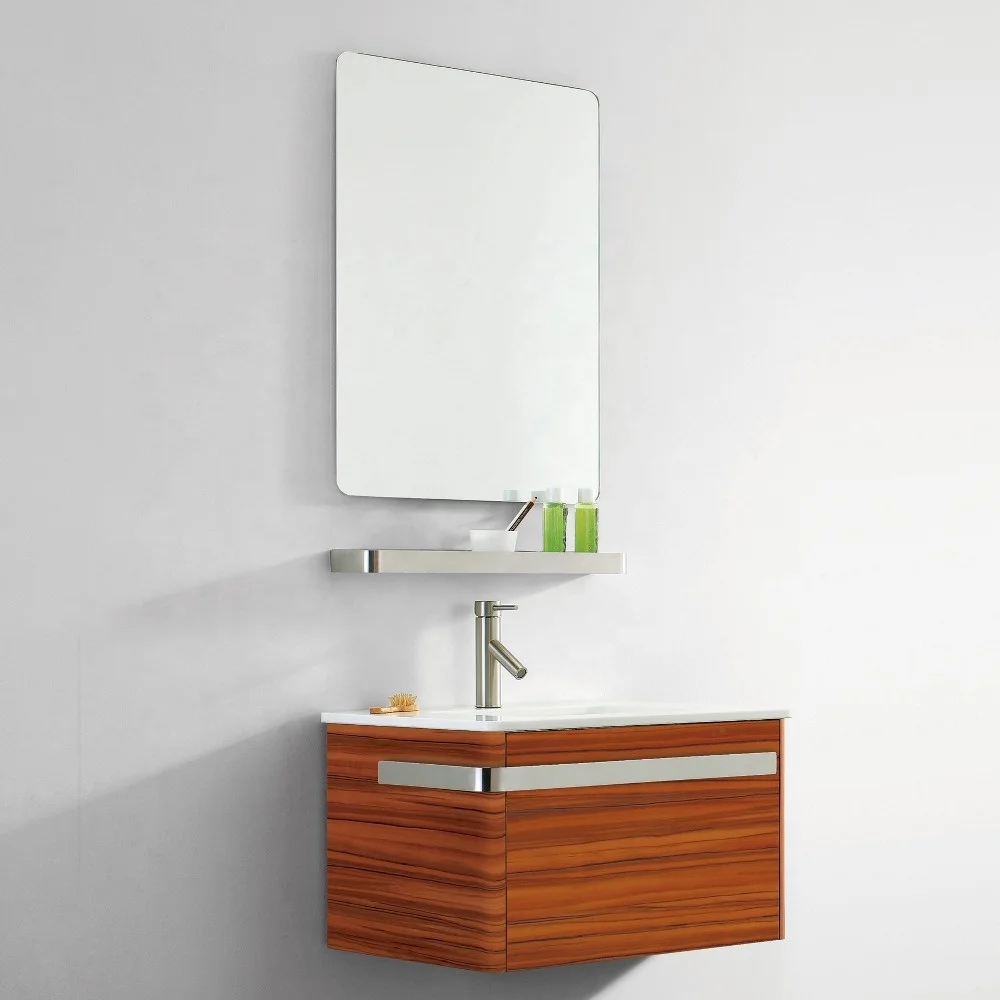 Hot sale Small size space saving bathroom furniture with white ceramic wash basin & teeth brush holder