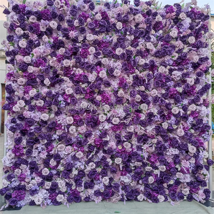 Lilac Flower Wall  Romantic Purple Lavender Rose Flower Backdrop Wedding Decoration