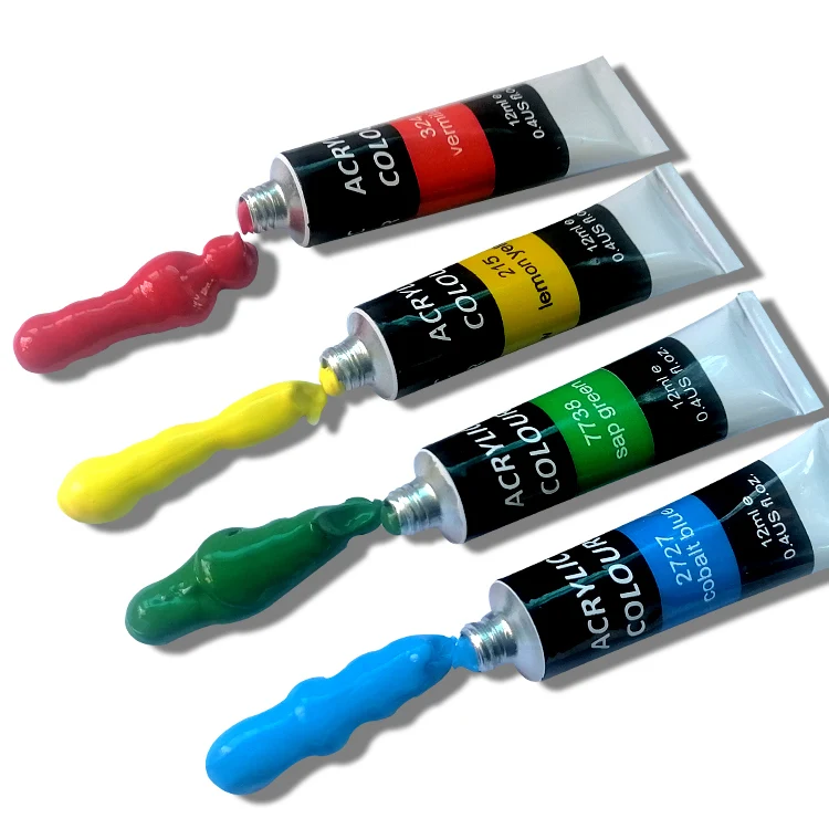peinture acrylique 12ml acrylic color paints set wholesale non toxic artist 12/24 Colors  water soluble acrylic paint brush set