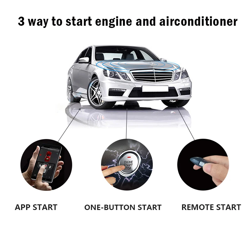 SPY car alarm system remote engine start dc12v universal auto immobilizer remote car alarm with app control lcd remote control