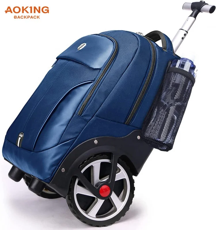 Large capacity 20 inch usb men waterproof traveling business trolley backpacks with big mute wheels