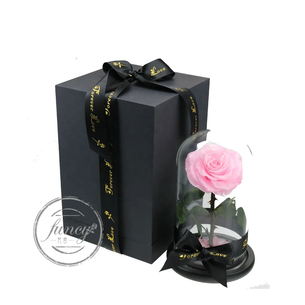 New Product Ideas Luxury Gift Sets Valentine Wedding Favors Eternal Forever Flower Preserved Rose in Glass Dome