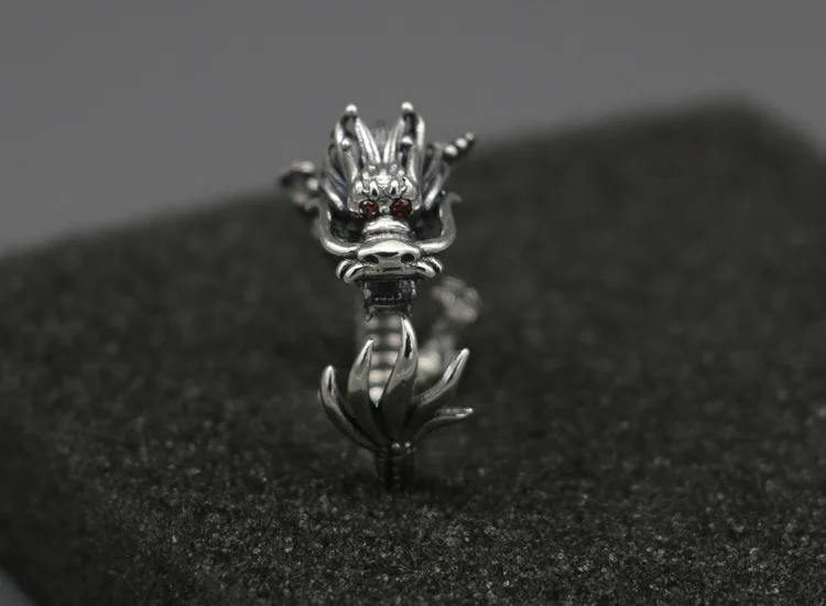 Factory direct wholesale dragon head Chinese rings sterling silver 925 sterling men ring