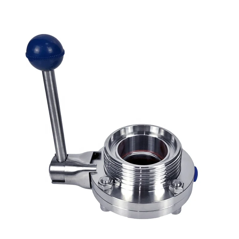 Aohoy 304 316L sanitary stainless steel one side single butt weld and male threaded butterfly valve