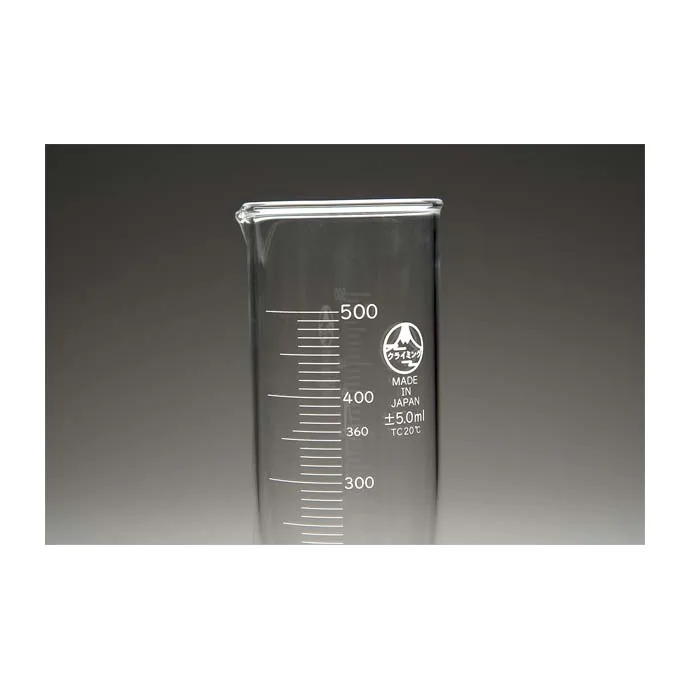 Customizable short form wide base graduated glass cylinders from Japan