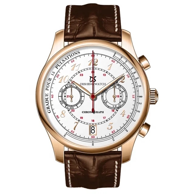 Customized mens chronograph quartz wristwatches brand your own logo watches